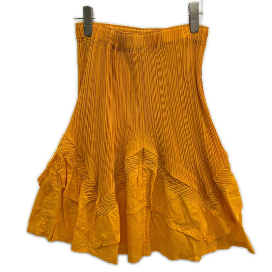 ISSEY MIYAKE イッセイミヤケ IM42FG237 イエロー プリーツミディアムスカート スカート