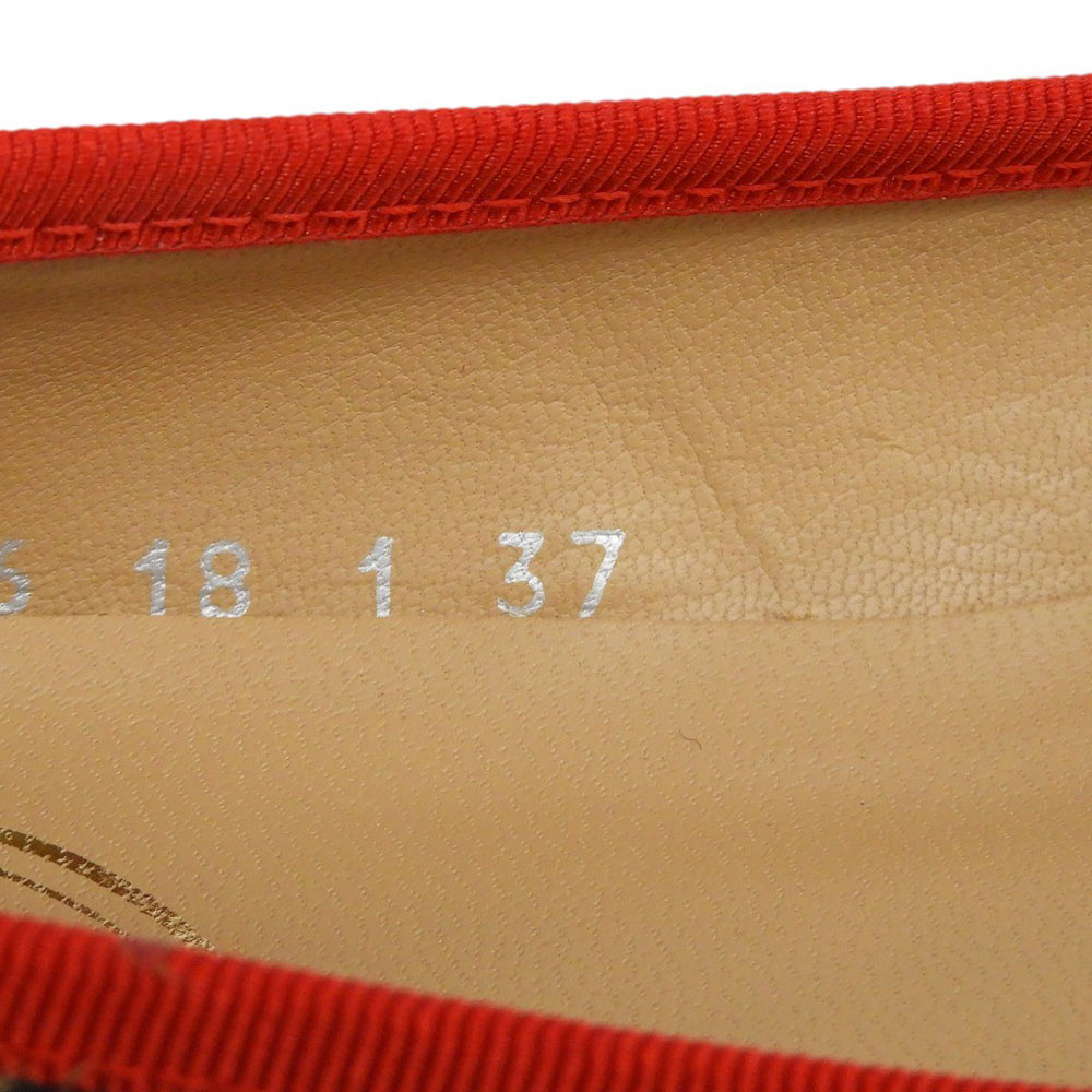 J&MDavidson ジェイアンドエムデヴィッドソン 新品同様 ハラコ レオパード フラットバレエシューズ レディース ブラウン×レッド 37 シューズ