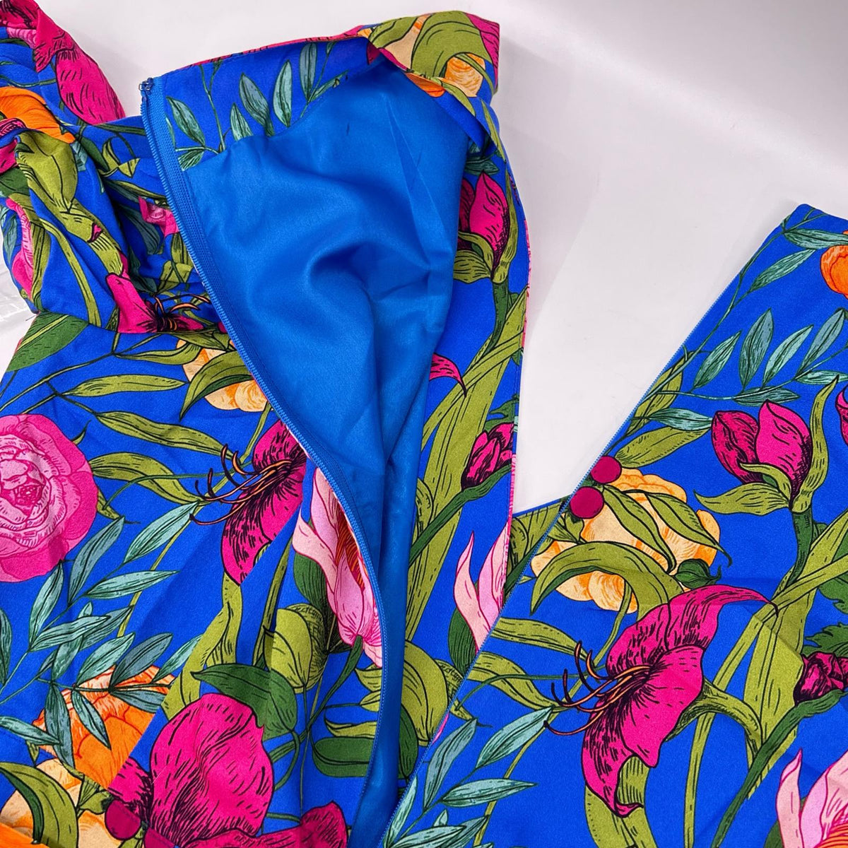 GRACE CONTINENTAL グレースコンチネンタル 0123131244 Blue Rayon Oriental Floral-Print Dress Dress