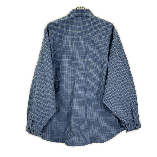 INSCRIRE アンスクリア I26SS-SH101A ブルー Cotton Check Cape Shirt チェックオーバーサイズ長袖シャツ トップス
