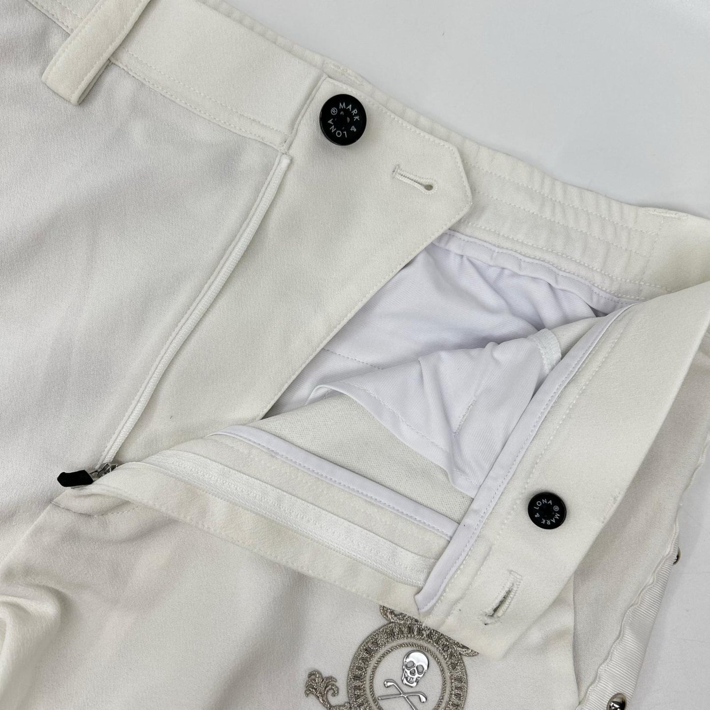 MARK&LONA マークアンドロナ MLM-3A-AT06 23SS ホワイト サイドスタッズ ジップフライパンツ/Prince Stud Pants ボトムス