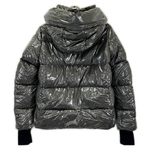 HERNO PI116DL-12345 Laminar Matte gray nylon zip-up hooded down jacket jacket