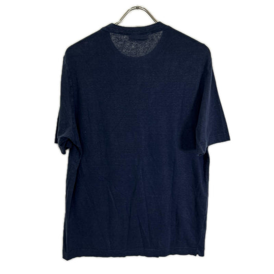 FILIPPO DE LAURENTIIS フィリッポ・デ・ローレンティス TSMC JERLIN ネイビー リネン混 クルーネック ショートスリーブニットソー トップス