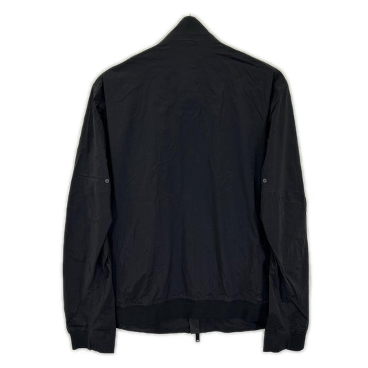 DUNO Black nylon logo-plate stand-collar W-ZIP jacket jacket