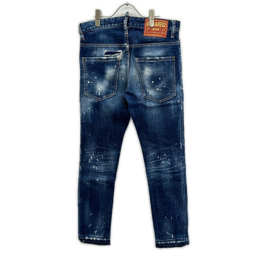 DSQUARED2 ディースクエアード 23年製 S74LB1247 ブルー ボタンフライ SKATER JEAN スケーター ストレッチデニム ボトムス