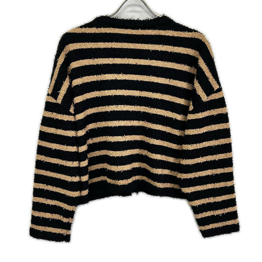 ADORE アドーア 531-5270616 25年製 ブラック×キャメル ツィーディーボーダーニット トップス