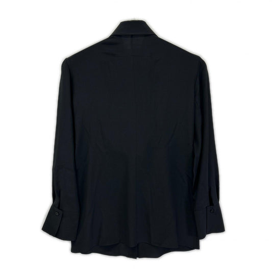 GIVENCHY ジバンシー ブラック シルク100 フリンジ長袖シャツ トップス