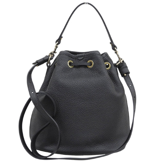 Felisi フェリージ 美品 21/17/LD+DS シュリンクレザー 2WAY巾着ショルダーバッグ レディース 黒 ブラック ショルダーバッグ