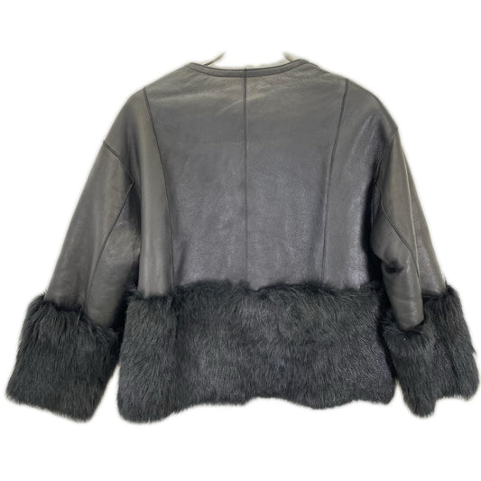 VESGIOIA Vesgioia F-20325 black lamb leather fur-combination double-face jacket jacket