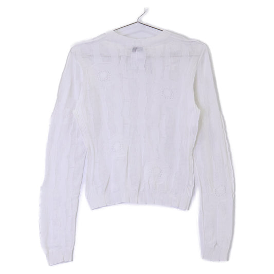 CHANEL シャネル 【美品/国内正規/23SS】P75097K10772 コットン カメリアモチーフ シアー ニットセーター トップス