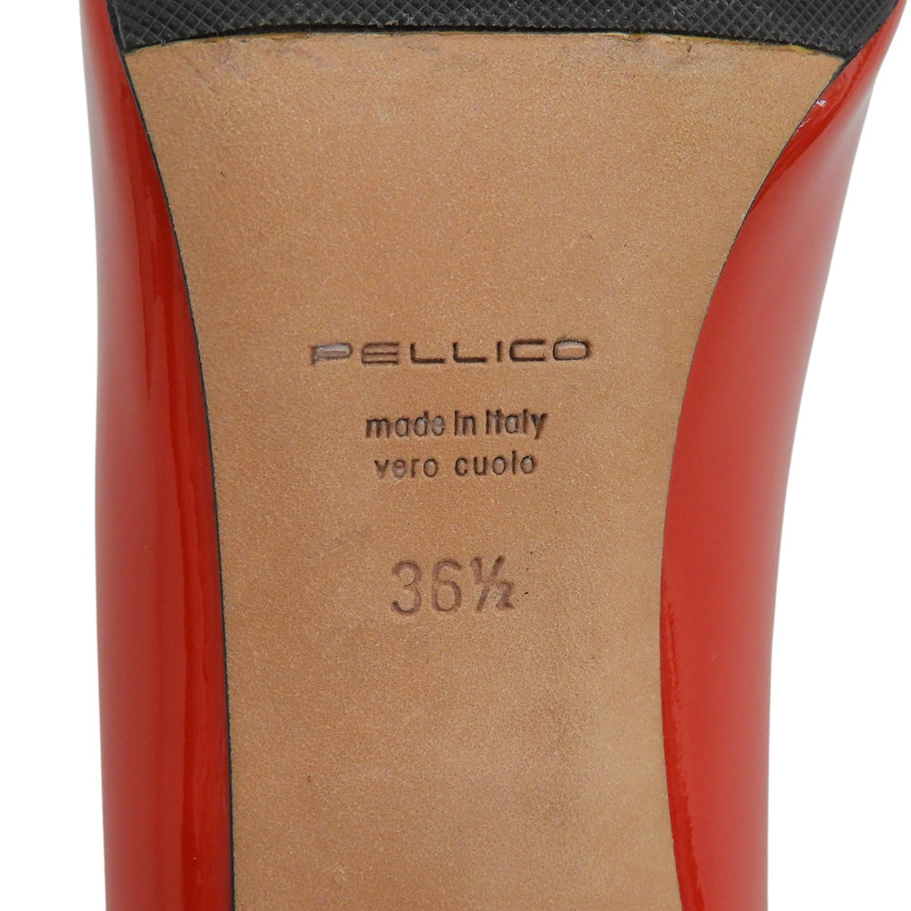 PELLICO ペリーコ 美品 ANIMA/アニマ パテントレザー ポインテッドトゥ ヒールパンプス シューズ レディース レッド 36 1/2 0021 シューズ