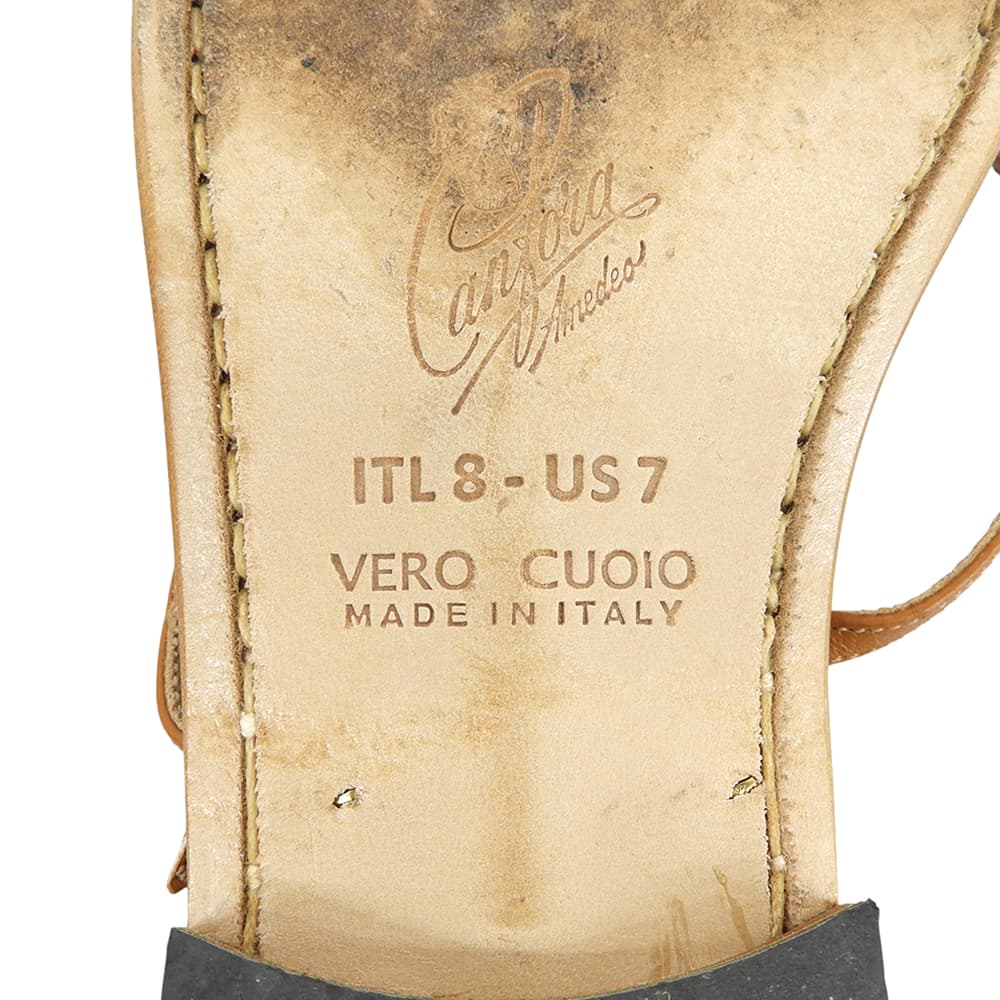 Amedeo Canfora Capri アメディオカンフォラカプリ GAIL トングサンダル シューズ レディース レザー ブラウン 37 US 7 シューズ