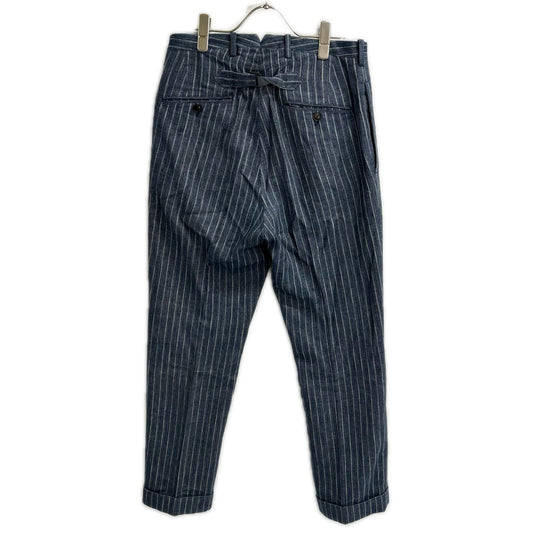 RRL ダブルアールエル 782959827001 イタリア製 インディゴ コットン×リネン シンチバック センタープレス ストライプ テーパードスラックス ボトムス