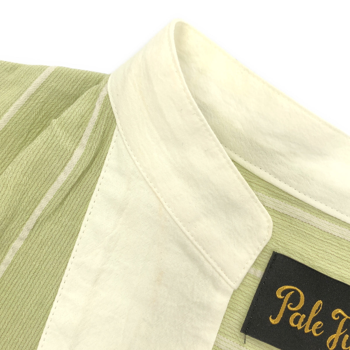 Pale Jute ペールジュート PJ-2022SS-16 ライトグリーン コットン100 white stripe one-piece ストライプショートスリーブワンピース トップス