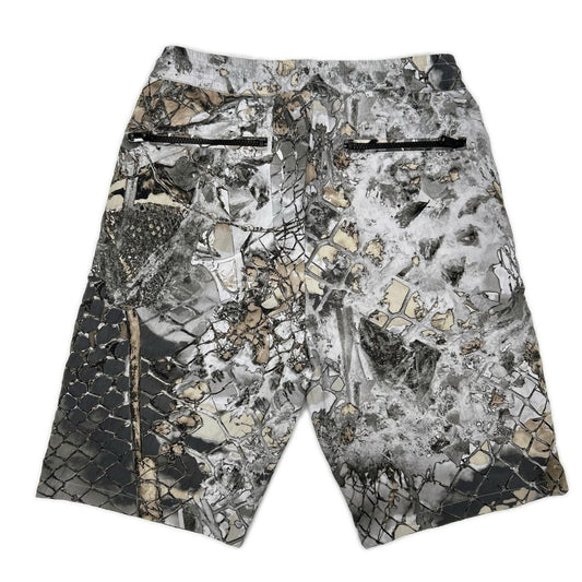 DIESEL ディーゼル P-MCKELL-SHORT-A グレー グラフィックプリント ナイロンショートパンツ ボトムス