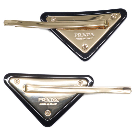 PRADA プラダ 【美品】1IF198 2C4C F0J0G トライアングルロゴ フラワー ヘアピン ヘアアクセサリー