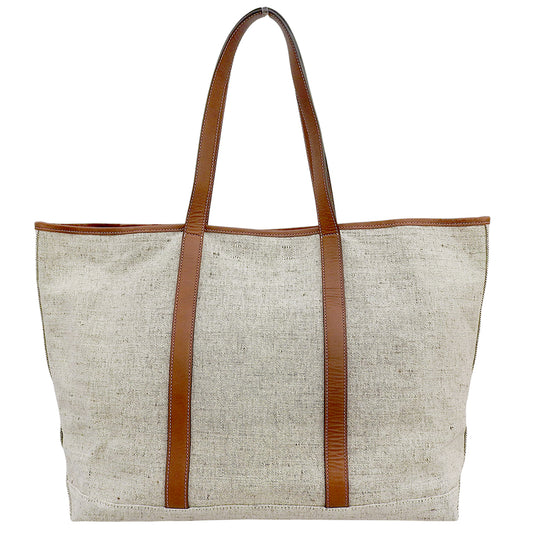 SLOW スロウ 美品 コットンブレンド/カーフ Cruiser-Tote Bag L トートバッグ メンズ ベージュ×ブラウン 858S98S トートバッグ