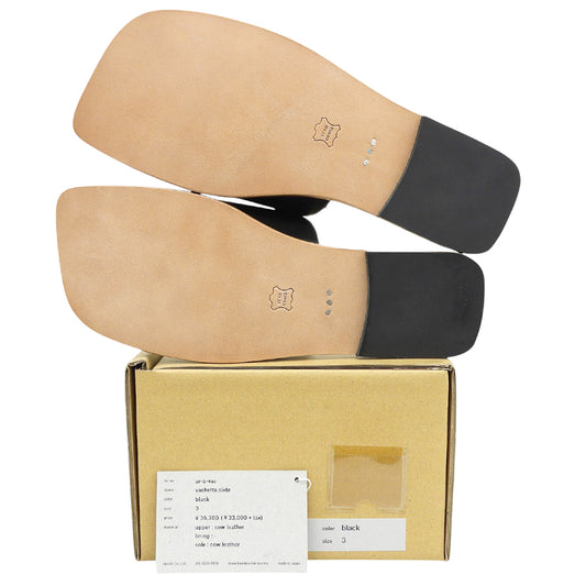 Hender Scheme エンダースキーマ 新品同様 カウレザー vachetta slide オールレザースライドサンダル レディース ブラック 3 ur-s-vac シューズ