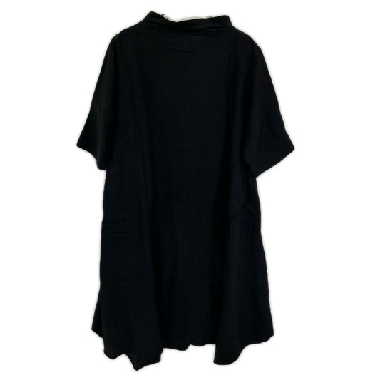 m mefu 13125817 Black 100% linen short-sleeve asymmetrical dress dress