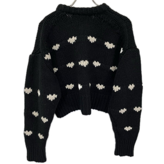 NKNIT ンニット NKNIT24AW-009-1 ブラック×ホワイト ウール混 Heart pattern クロップドニットプルオーバー トップス