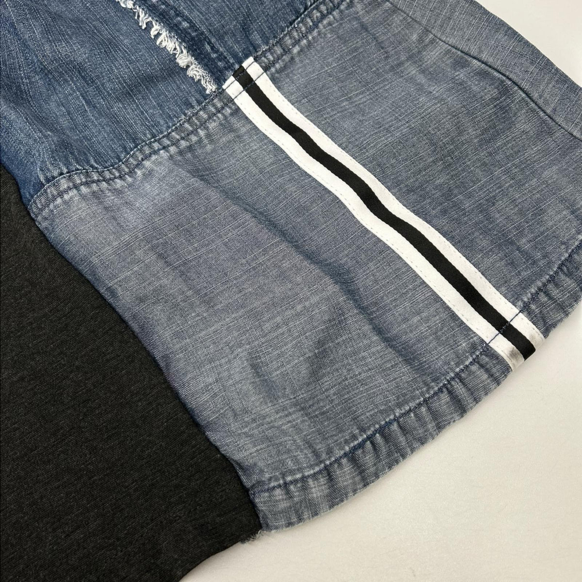 thirty three ブラック×インディゴ 接触冷感×テンセルデニム5分袖ワンピース ワンピース