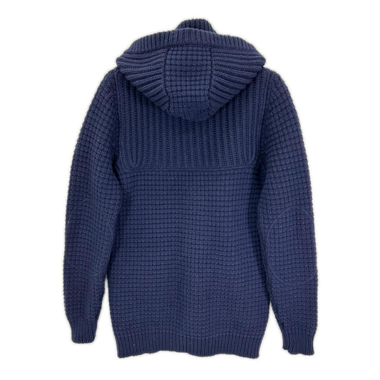 Bark Bark 42B8001 navy wool-blend hooded knit duffle coat coat
