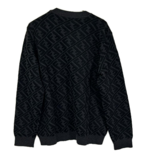 FENDI フェンディ FZX005 ALJX 23AW チャコール ウール ズッカ柄 FF クルーネックニット トップス