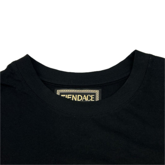 VERSACE ヴェルサーチェ 【×FENDI】1006423 ブラック FENDACE ロゴ刺繍 バックプリント Tシャツ トップス