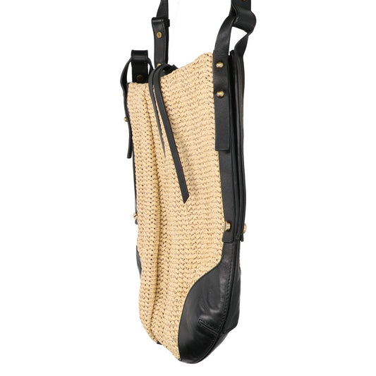 ISABEL MARANT イザベルマラン LECKY レザーxラフィア ショルダーバッグ