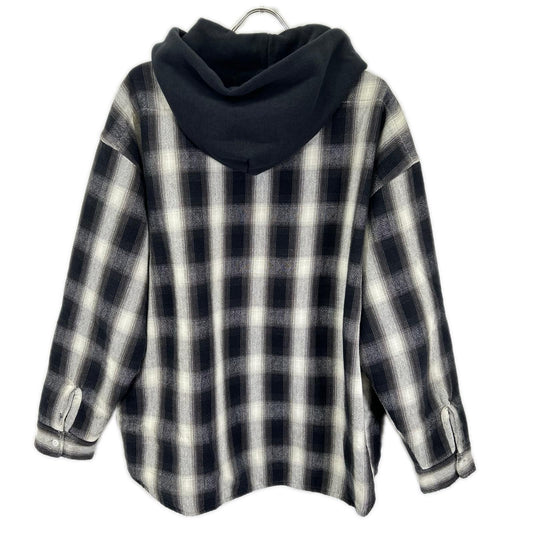 SAINT MICHAEL セントマイケル 23AW SM-A23-0000-046 ブラック×ホワイト SHIRT PARKA/CHECK ヴィンテージ加工 シャツパーカー ジャケット