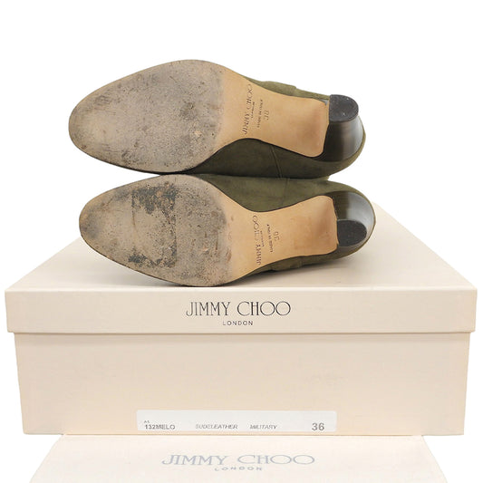 JIMMY CHOO ジミーチュウ スエード サイドベルト ハイカット ブーツ シューズ レディース カーキ 36 シューズ