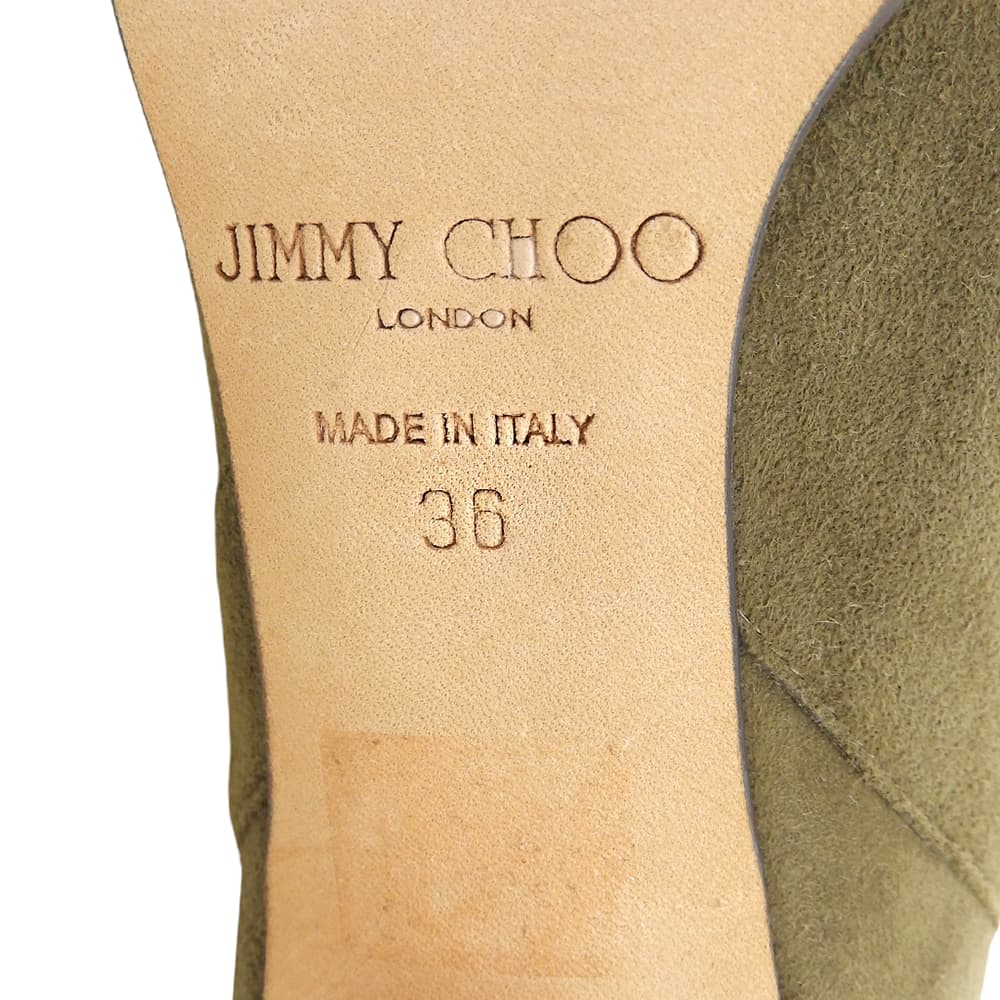 JIMMY CHOO ジミーチュウ スエード サイドベルト ハイカット ブーツ シューズ レディース カーキ 36 シューズ