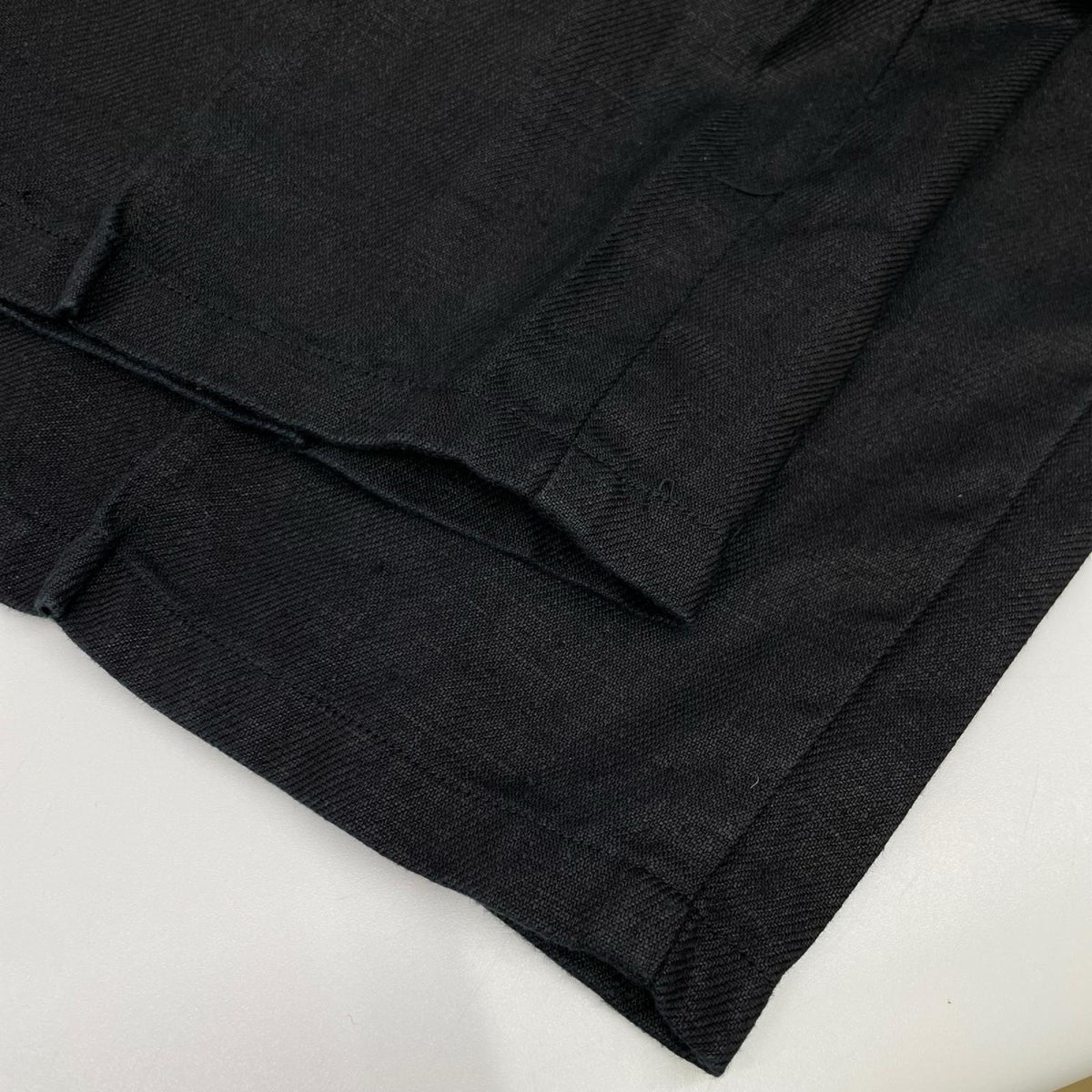 semoh セモー ブラック リネン100 Linen Pin Tuck Trousers ボトムス