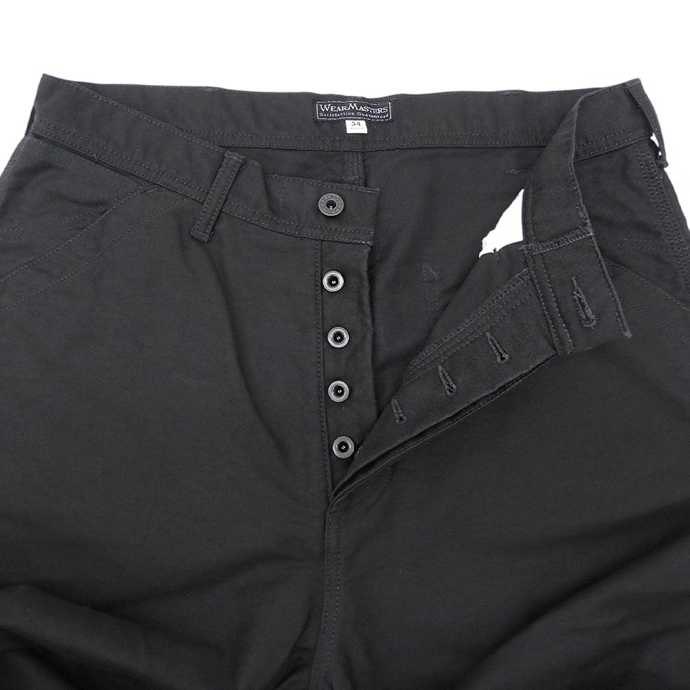 WEARMASTERS ウエアマスターズ モールスキン ボタンフライワイドパンツ ボトムス メンズ ブラック 34 ボトムス