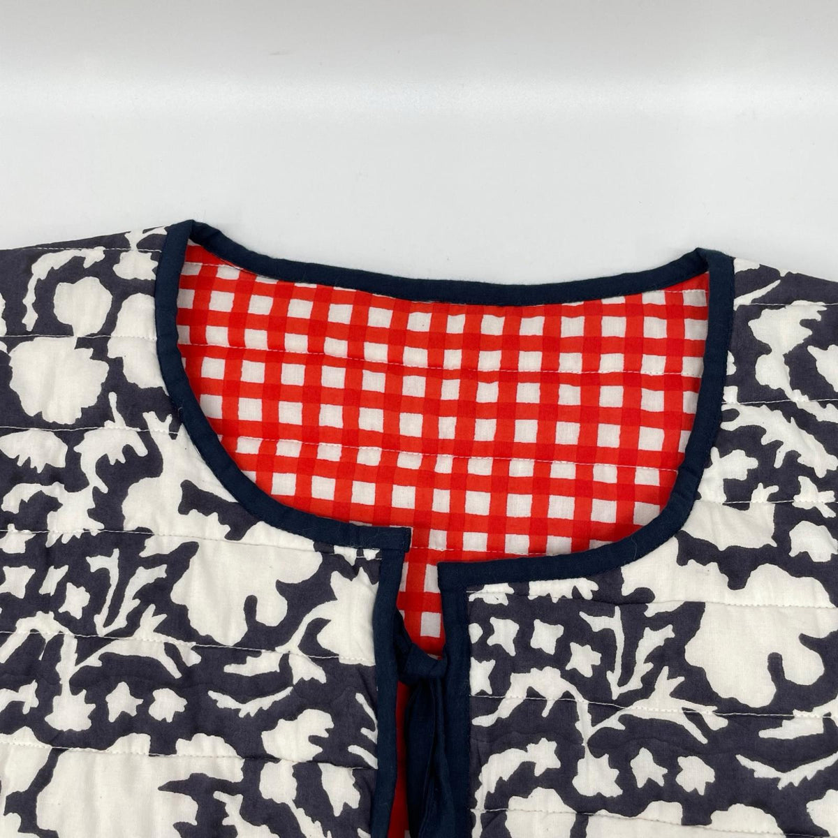 SZ Blockprints エスゼット ブロックプリント ネイビー×レッド NILA&GINGHAM リバーシブルキルティングジャケット ジャケット
