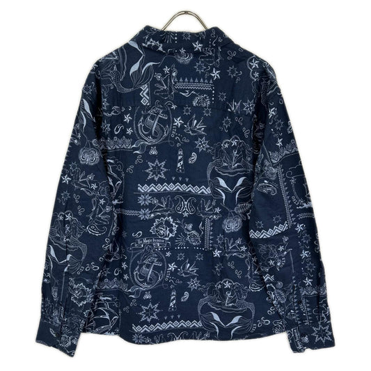 ETRO エトロ 222-1K467-3153 ブルー コットン バンダナグラフィック ロングスリーブボタンシャツ トップス