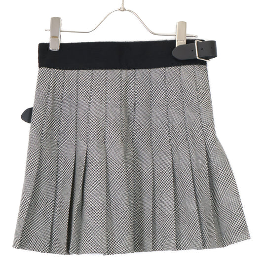 O'Neil of Dublin B12738W Gray Wool Glen Check Belted Mini Skirt 36 Women's