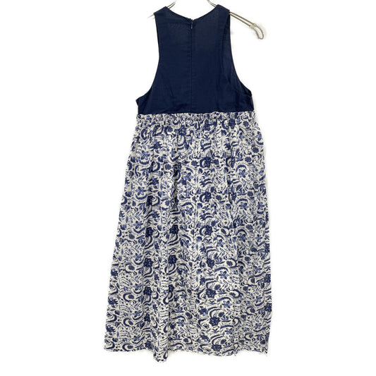 MARIHA Navy Floral Print Switching Dress "Night Beach" Sleeveless Dress