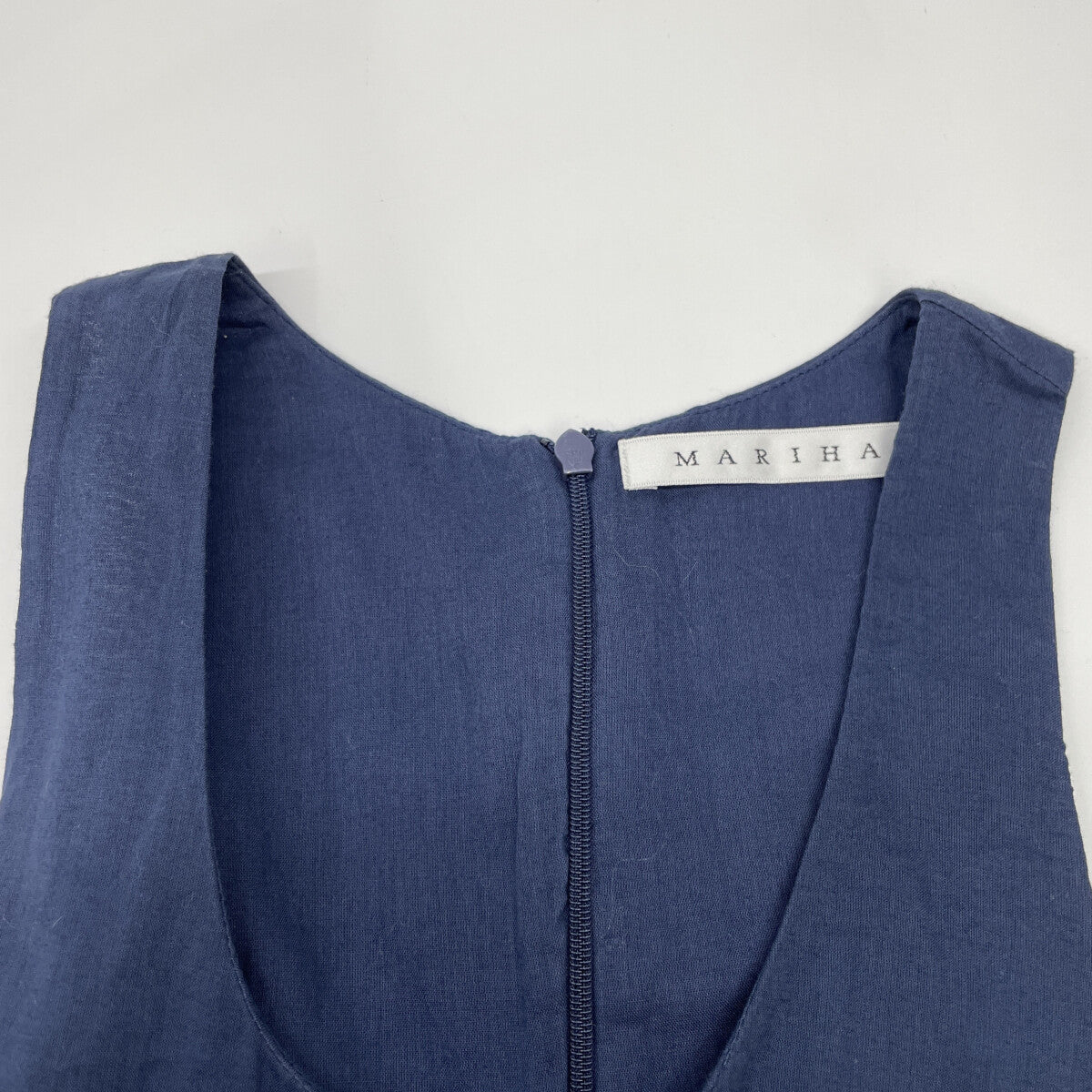 MARIHA Navy Floral Print Switching Dress "Night Beach" Sleeveless Dress