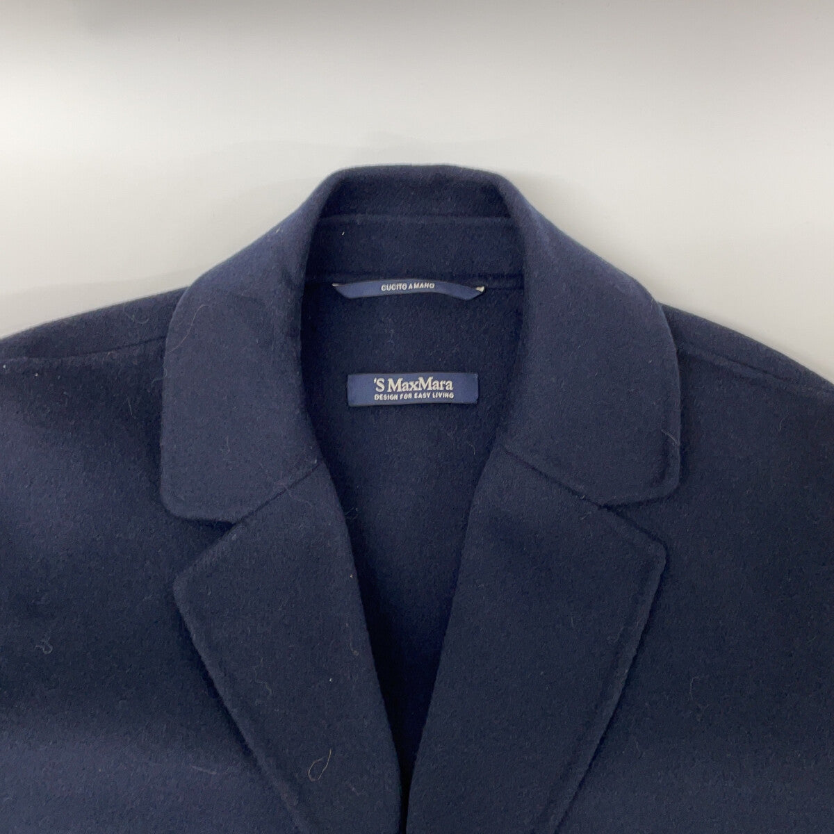 S MaxMara S Max Mara 【Cucito A Mano】海军蓝纯羊毛裹身大衣