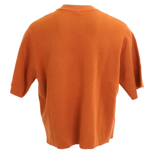 HERMES 【New/Domestic Genuine】5E2647DL Silk Blend Short Sleeve Knit Sweater/Top