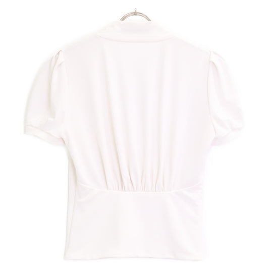 FOXEY NEW YORK 26154 White Buttoned Short Sleeve Cardigan Top