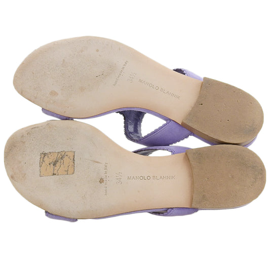 MANOLO BLAHNIK マノロブラニク 美品 ARTAS スエード フラット サンダル シューズ レディース ライトパープル 34 1/2 シューズ
