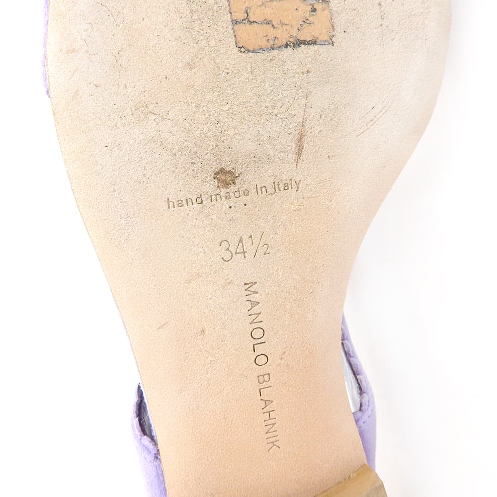 MANOLO BLAHNIK Beautiful ARTAS Suede Flat Sandals Shoes Women's Light Purple 34 1/2 Shoes