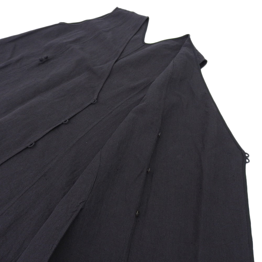 JURGEN LEHL Jurgen Lehl Like New Cardy Linen Twill Dress Ladies Black M 25SS Dress