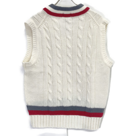 Lacoste ラコステ IZOD製 ホワイト チルデン ケーブル ベスト トップス XL