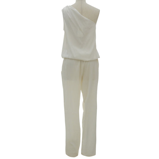 【RAMY BROOK】Like New Silk Blend One-Shoulder Jumpsuit Women's White S Overalls All-in-One S Women's