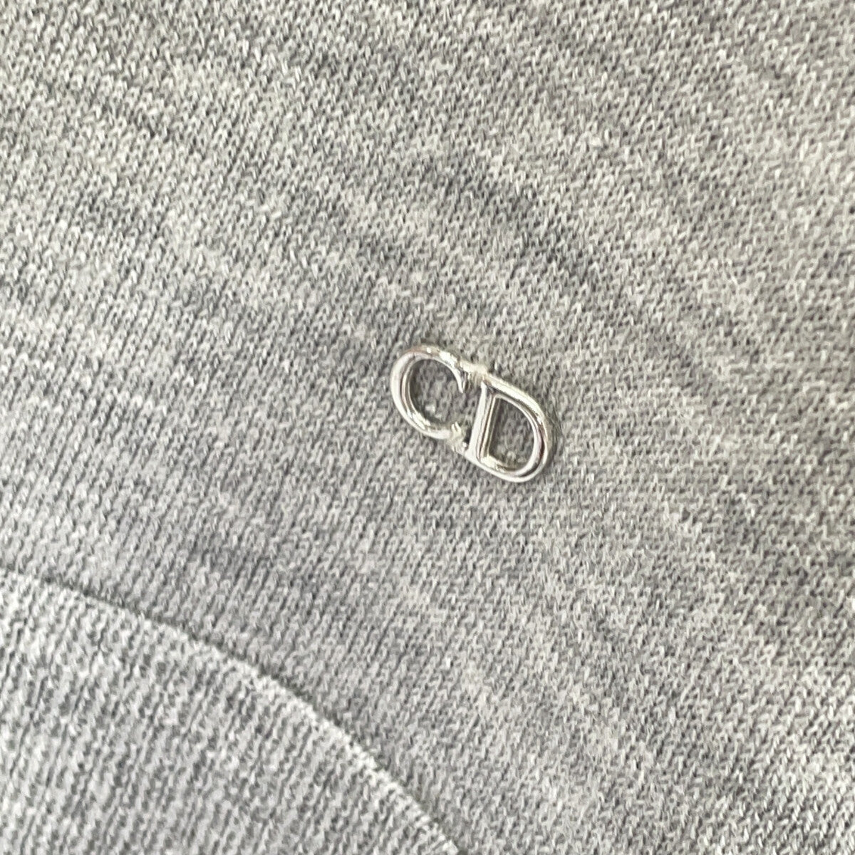 Christian Dior 5E24163AM563 Gray CD Logo Hardware Wool Silk Hoodie Top
