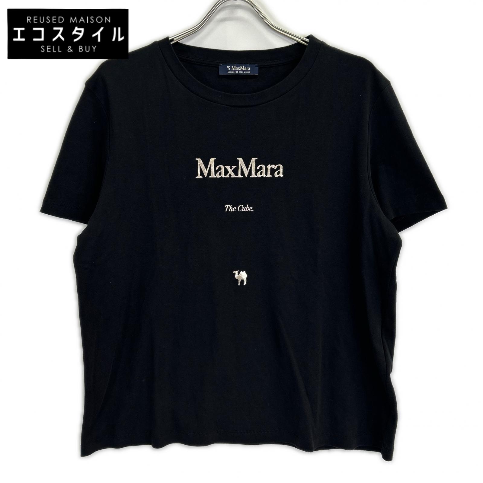 S MaxMara エスマックスマーラ  2519971011 25SS ﾌﾞﾗｯｸ THE Cube ﾛｺﾞ ﾌﾟﾘﾝﾄTｼｬﾂ XL S MaxMara エスマックスマーラ 2519971011 25SS ﾌﾞﾗｯｸ THE Cube ﾛｺﾞ