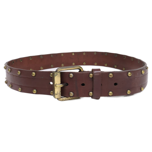 DOLCE&GABBANA ドルチェアンドガッバーナ ヴィンテージ加工 スタッズ レザー ベルト
